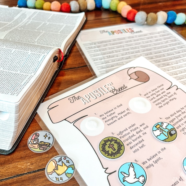 Apostles' Creed Printable Activity Set, Theology Lesson, Church History, Bible Verse Tracing, Kids Sunday School, Homeschool Bible Study