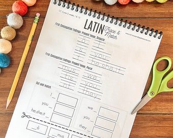 Latin Printable Worksheets, Verb Tense, CC Cycle 2 Latin, Kids Latin Activity, Latin Copy Work, Matching, Homeschool, Classical Education