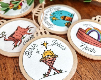 Jesse Tree Printable Advent Activities, Christmas Countdown Tradition, Kids Bible Activities, Ornaments, Holiday Coloring Pages, Bible Study