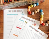 Editable Cleaning Checklist, Common Chore Lists, Encouragement Cards, Daily Weekly Monthly Cleaning Schedules, Homemaking Tasks, Kids Chores