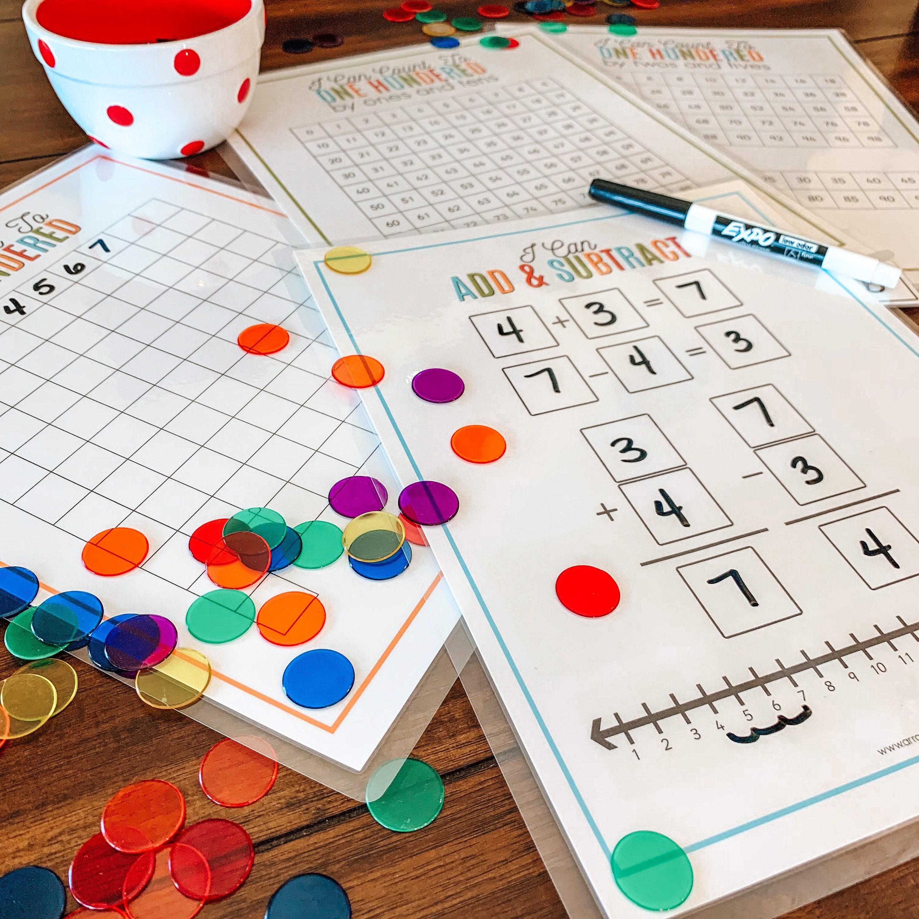 Hundreds Chart Math Bundle, Printable First Grade Math Chart, Skip ...