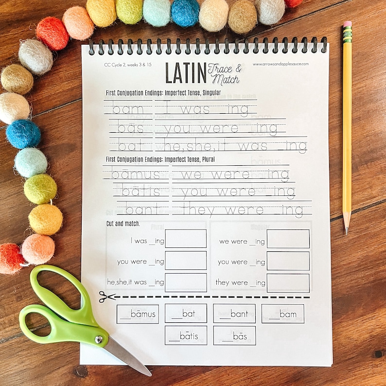 Latin Printable Worksheets Verb Tense CC Cycle 2 Latin Kids - Etsy