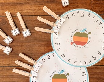 alphabet matching wheel uppercase lowercase busy binder etsy