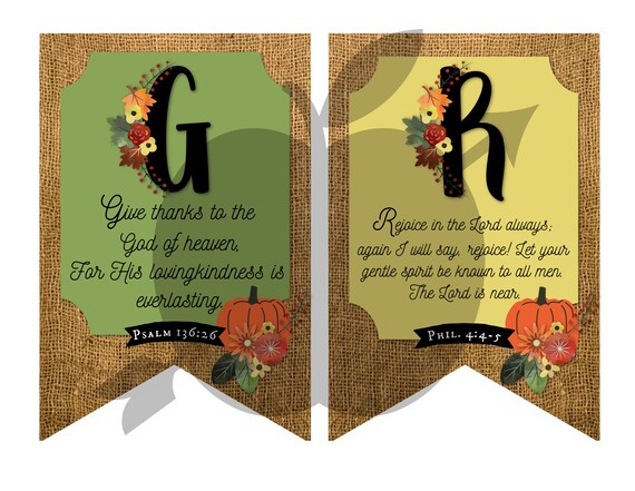 Grateful Banner Printable Fall Banner Autumn Decor Fall Etsy