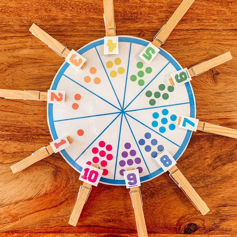 number 1 10 matching game educational printable math wheel etsy