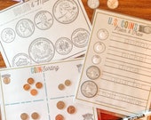 Kids Money Activity, US Coins, Kindergarten Math Game, Learning Money Value, First Grade Curriculum, Homeschool Worksheet, Early Education