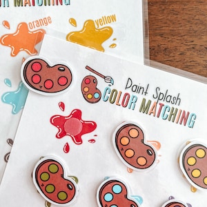 Color Sorting Matching Paint Splash Game, Printable Toddler Preschool Learning Tool, Kindergarten, Homeschool, Kids Activity, Educational