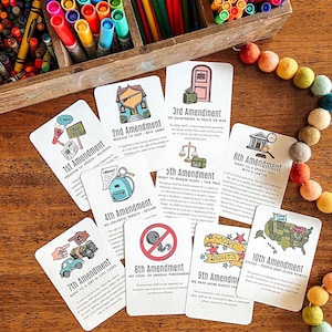 Conjunto de actividades imprimibles sobre la Declaración de Derechos, lección de educación cívica cristiana para el hogar, recurso de historia, herramienta didáctica sobre la Constitución, ayuda para la memorización. imagen 9