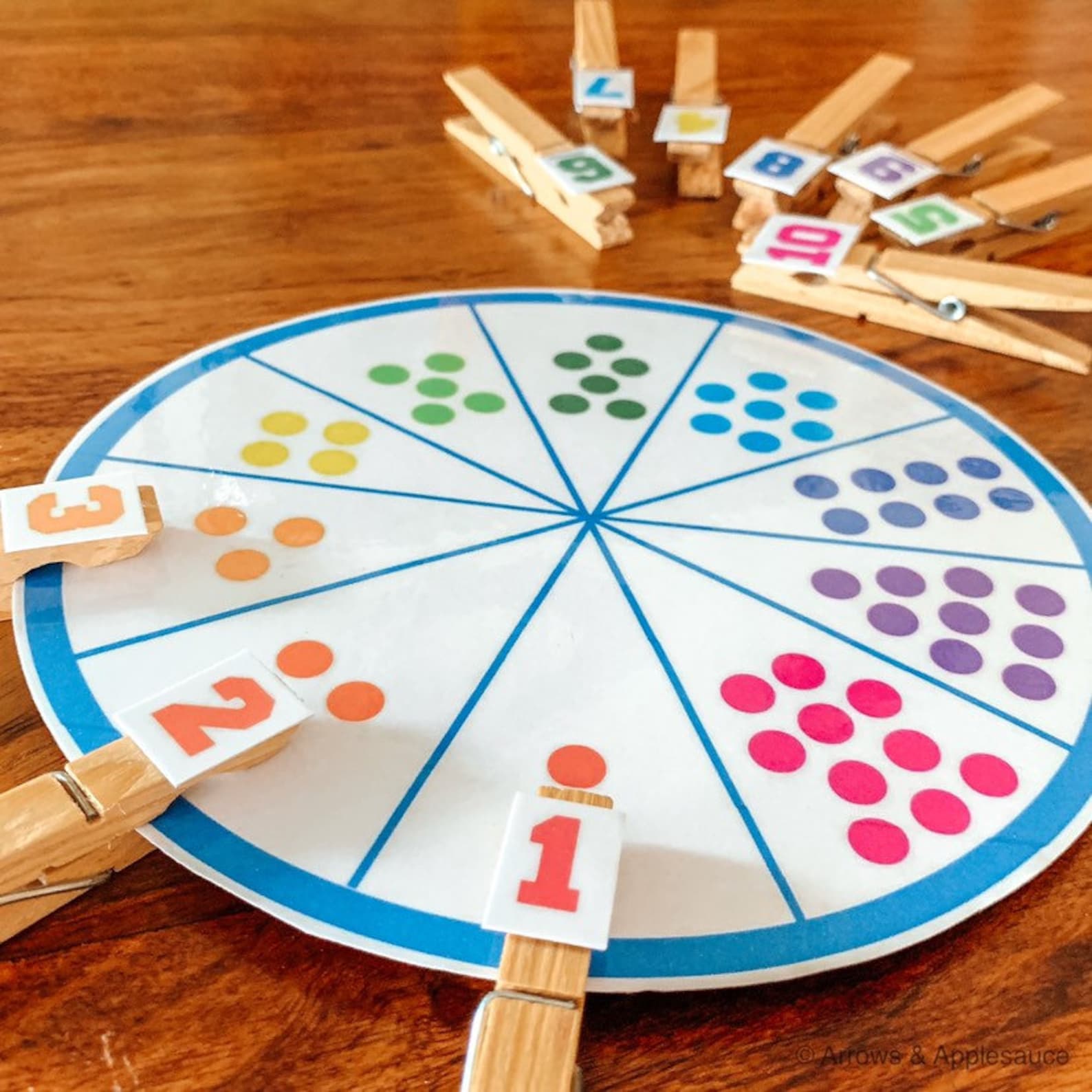 number 1 10 matching game educational printable math wheel etsy