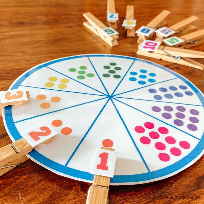 number 1 10 matching game educational printable math wheel etsy