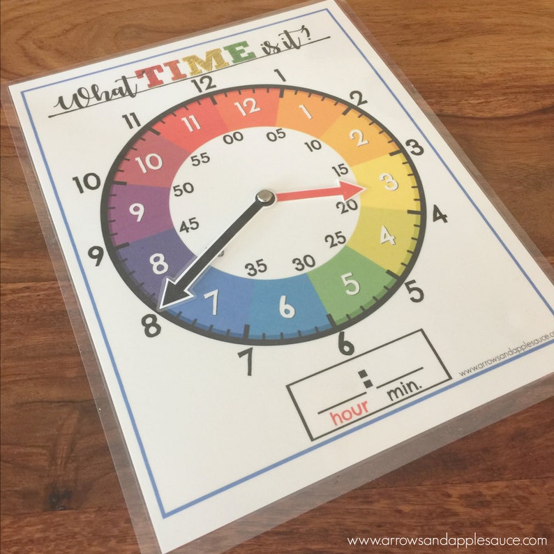 Learn to Tell Time Printable Clock Kids Learning Game Etsy