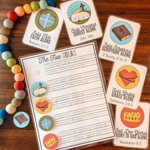 Five Solas Activity, Reformation Theology Lesson, Kids Bible Study, Christian Scripture Study, Martin Luther, Latin Tracing, Church History