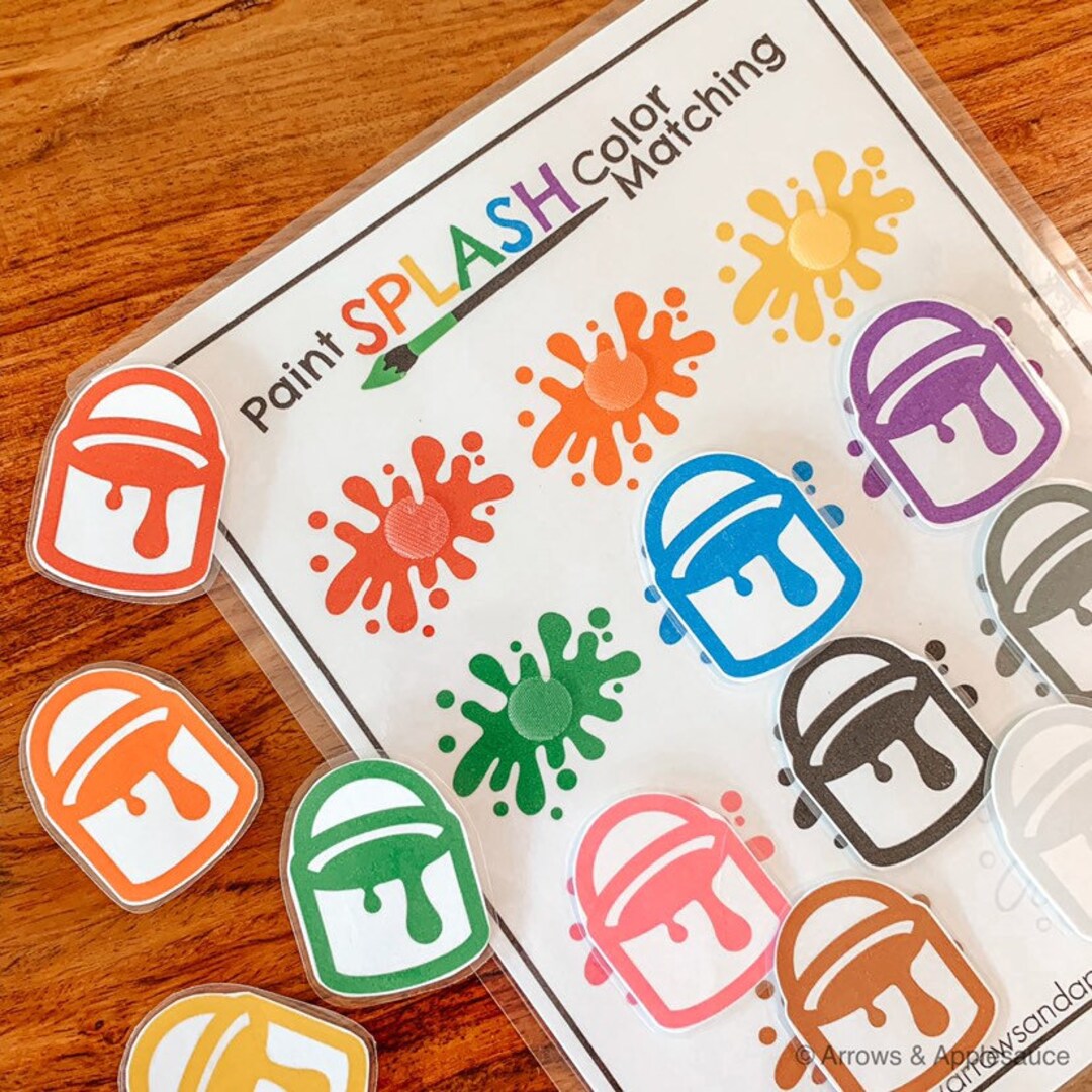 Color Sorting Matching Paint Splash Game, Printable Toddler Preschool