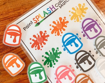 Color Sorting Matching Paint Splash Game, Printable Toddler Preschool Learning Tool, Kindergarten, Homeschool, Kids Activity, Educational