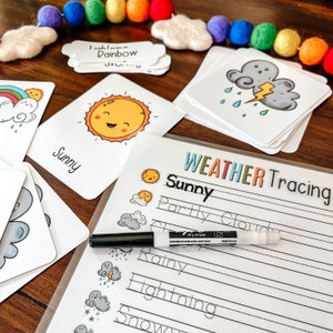 Weather Activity Set, Printable Weather 3 Part Cards, Tracing ...