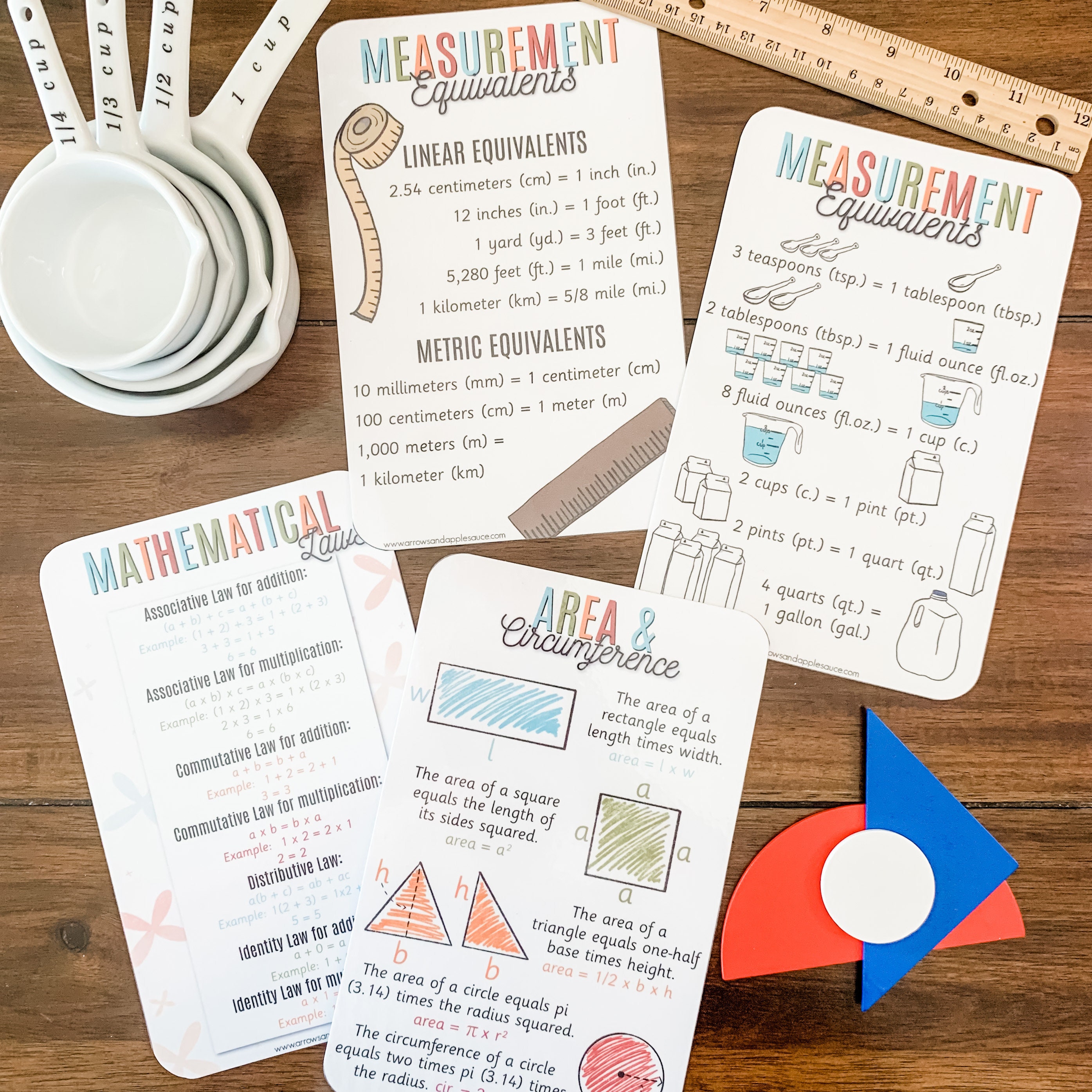 Math Calrds Math Facts, Equivalent Cards, Printable Mathematics Cards, Shape Area ...