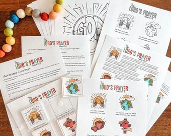 Lord's Prayer Printable Activity Set, Kids Bible Lesson, Learning To Pray, Verse Study, Sunday School Resources, Scripture Tracing, ESV