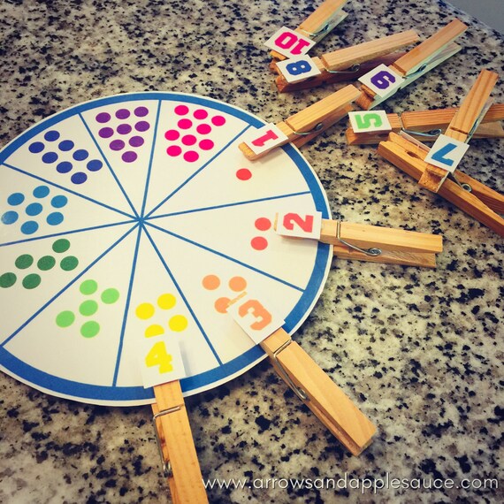 number 1 10 matching game educational printable math wheel etsy