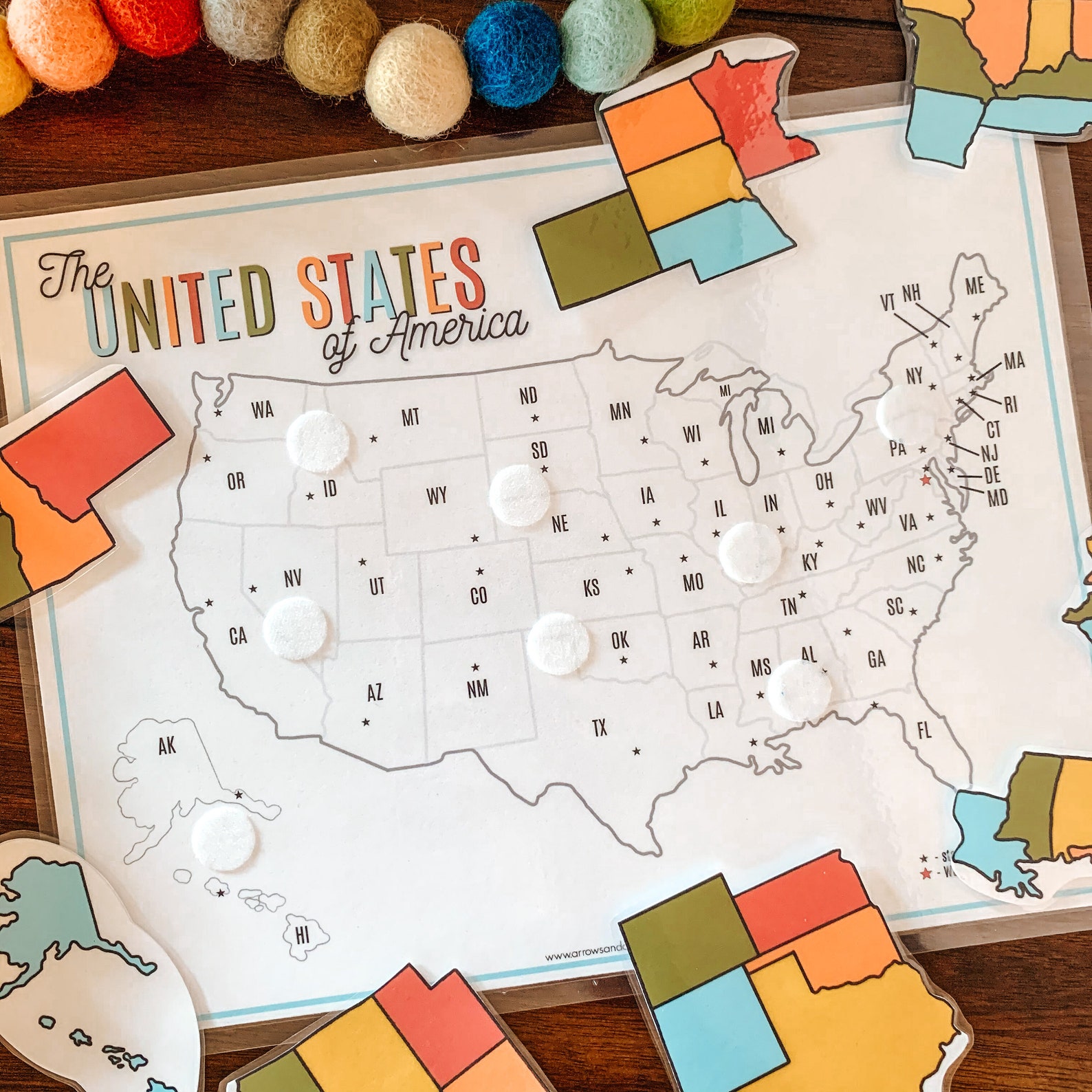 United States Map Puzzle Printable Us Map Activity Kids Etsy