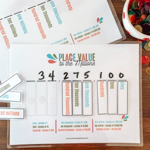 Place Value To The Millions Printable Activity Set, Early Elementary Math Lesson, Place Value Matching Chart, Homeschool, Math Manipulative