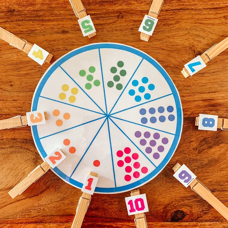 Number 1-10 Matching Game Educational Printable Math Wheel | Etsy