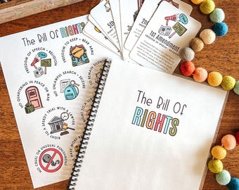 Bill of Rights Printable Activity Set, Christian Homeschool Civics Lesson, History Resource, Constitution Teaching Tool, Memorization Aid