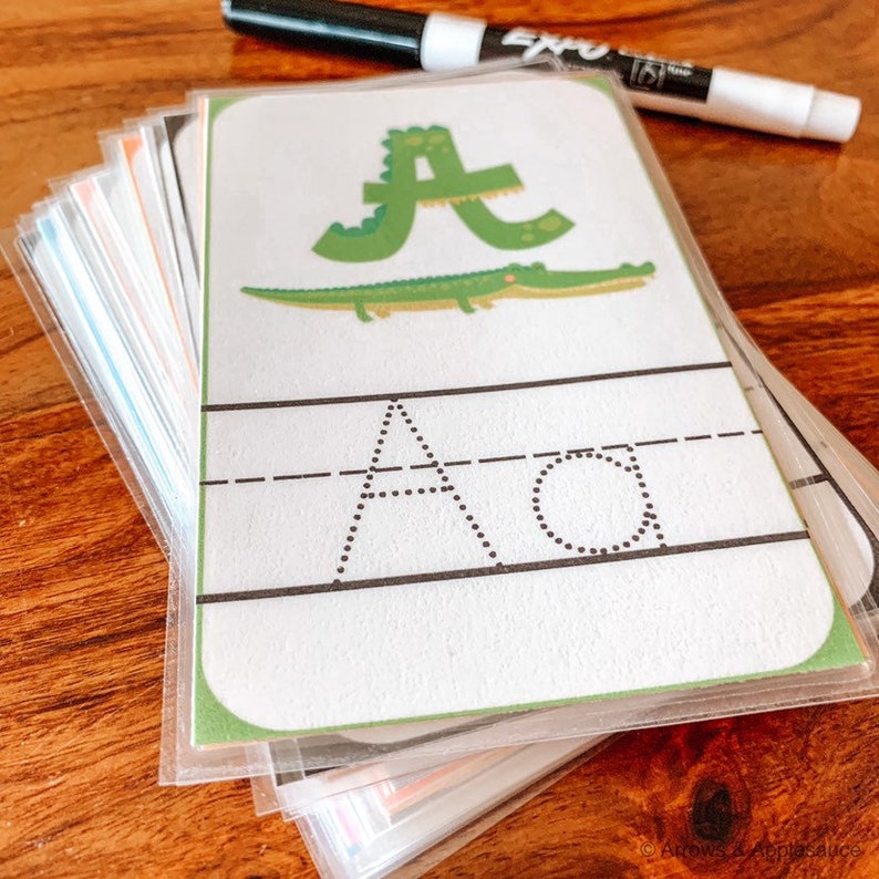 Alphabet Tracing Printable Flash Cards Handwriting Practice Etsy