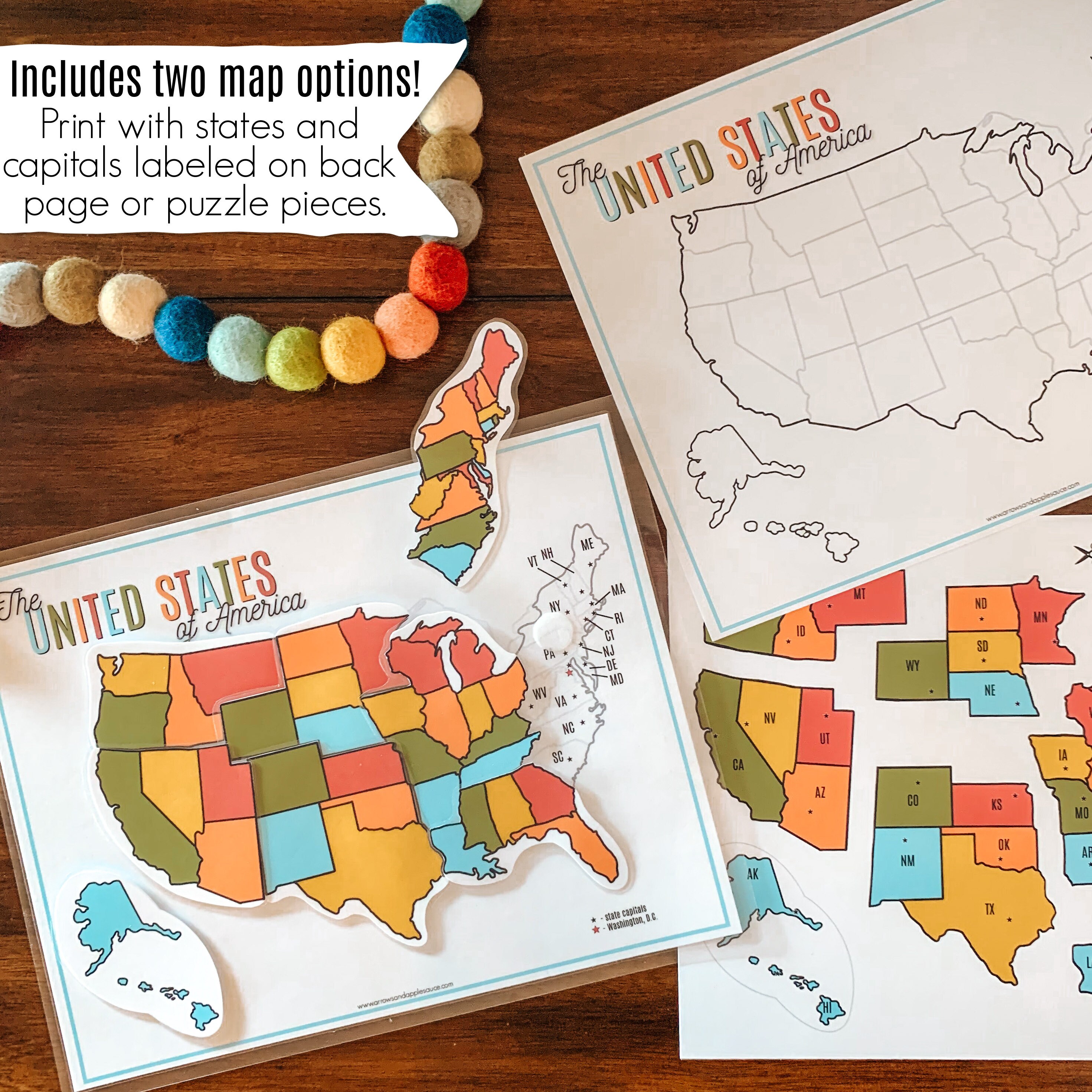 United States Map Puzzle, Printable U.S. Map Activity, Kids Geography