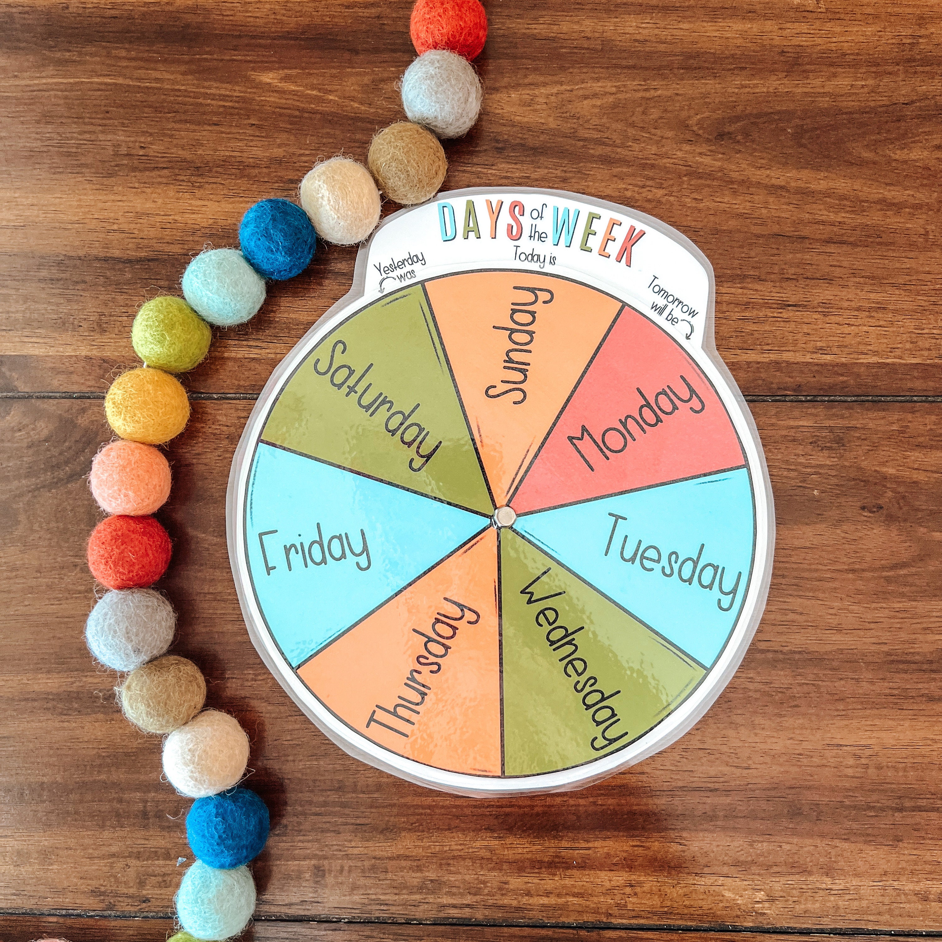 Days of the Week Printable Wheel, Circle Time, Calendar, Preschool ...