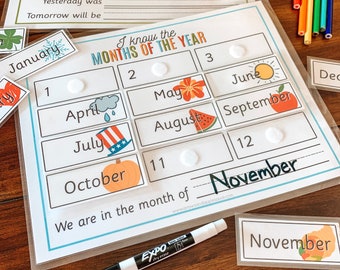 Meses del año, Días de la semana Actividad imprimible, Orden de meses y días de aprendizaje, Actividad de educación en el hogar, Juegos de carpeta ocupada, Juego de memoria