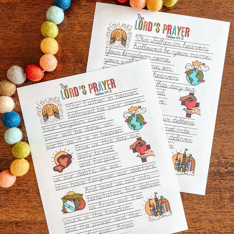 Lord's Prayer Printable Activity Set, Kids Bible Lesson, Learning To Pray, Verse Study, Sunday School Resources, Scripture Tracing, ESV image 6