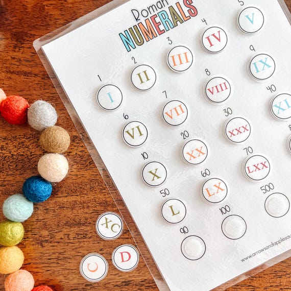 Roman Numeral Printable Activities, Bingo Game, Counting Cards, Matching Activity, Hands On Learning, Homeschool Math Lesson, Teaching Tools
