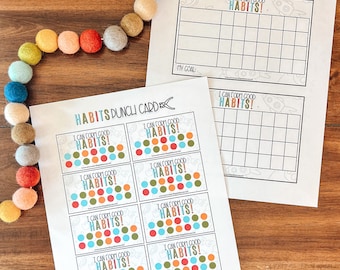 Habit Trackers, Kids Rewards Chart, Punch Cards, Life Skills, Daily Responsibilities, Editable Chore Chart, Task List, Habit Training Set