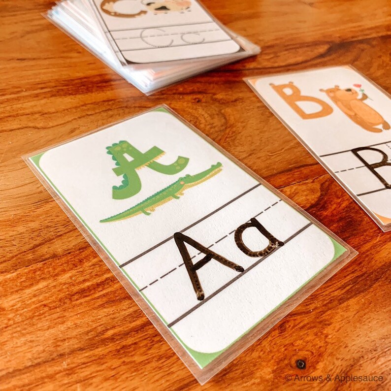 Alphabet Tracing Printable Flash Cards Handwriting Practice | Etsy