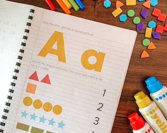 Preschool Journal, Printable Daily Preschool Activity, Learning Alphabet, Counting Practice, Fine Motor Skills, Teaching Shapes And Colors