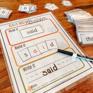 Exercices de mots à vue, Jeu d'orthographe à imprimer, Mots à vue pour la maternelle, 100 premières cartes de Fry, Apprendre à lire, Feuille de travail de lecture pour l'école à la maison
