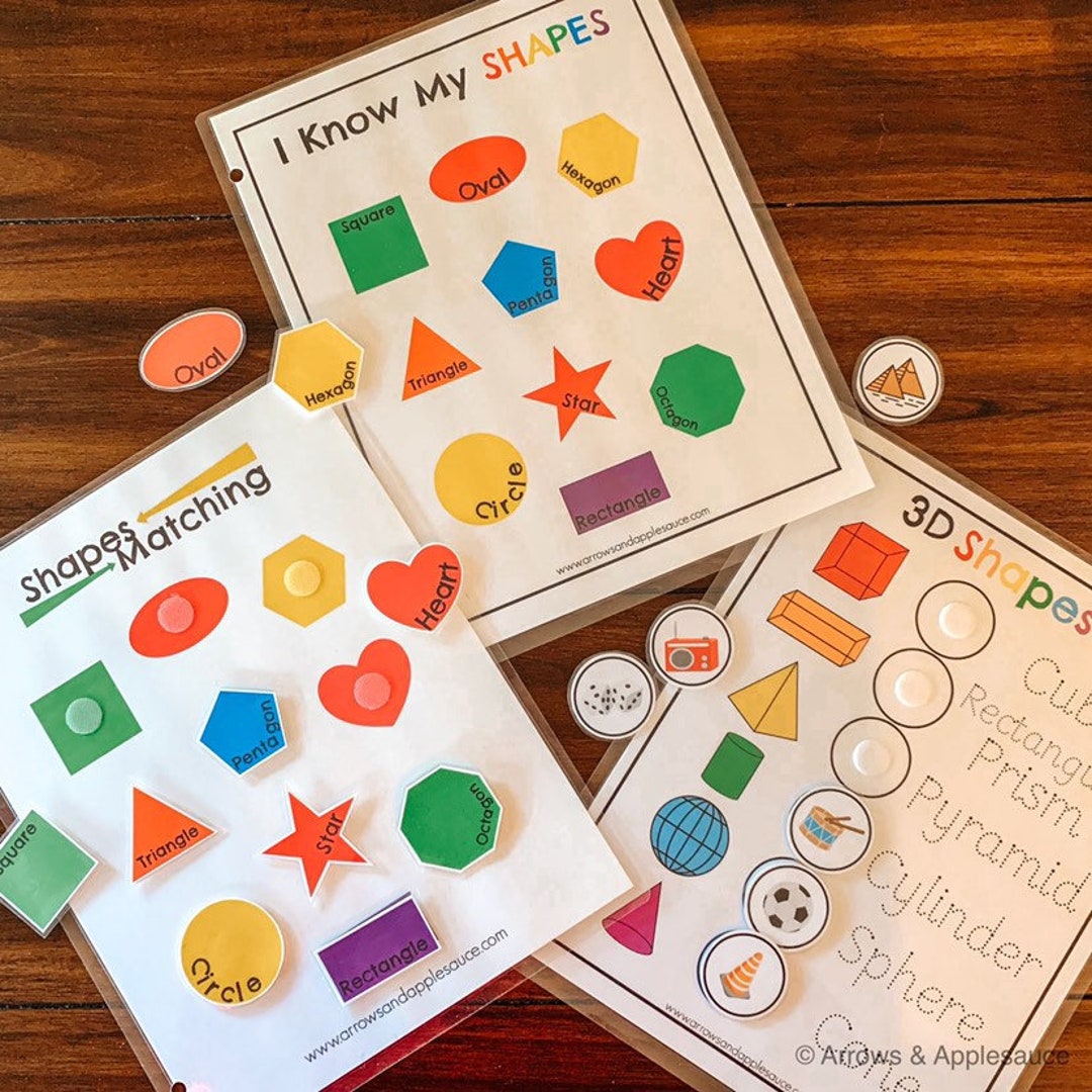 Shapes Activities Bundle, Printable Shape Game, Preschool Shapes, 3D ...