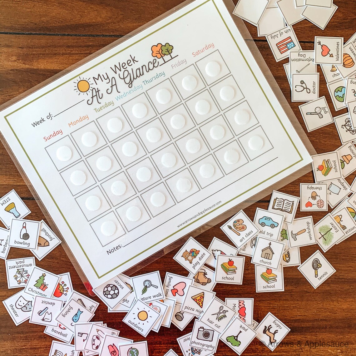 Weekly Kids Calendar Printable Visual Schedule Perpetual - Etsy