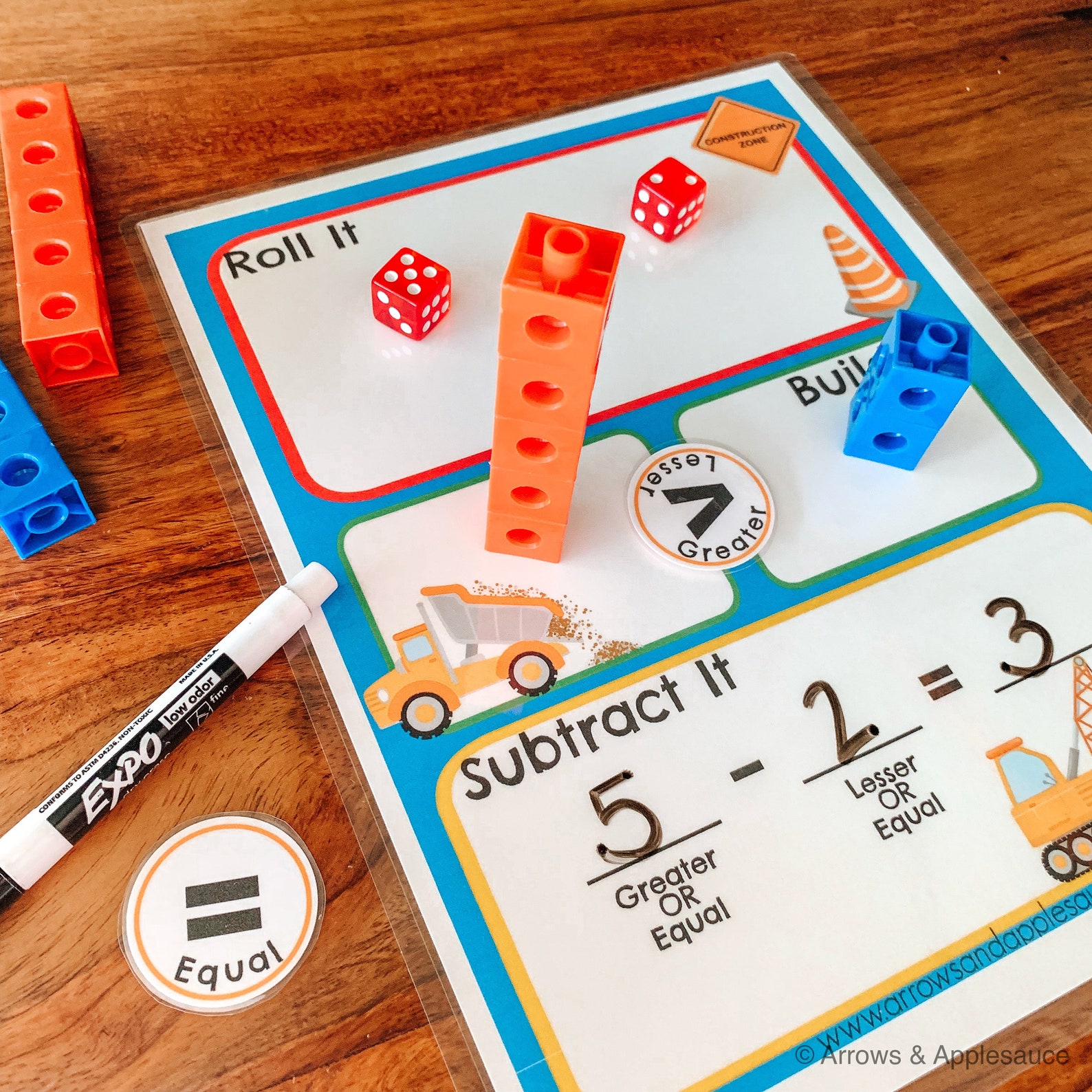 subtraction activity math dice game printable homeschool