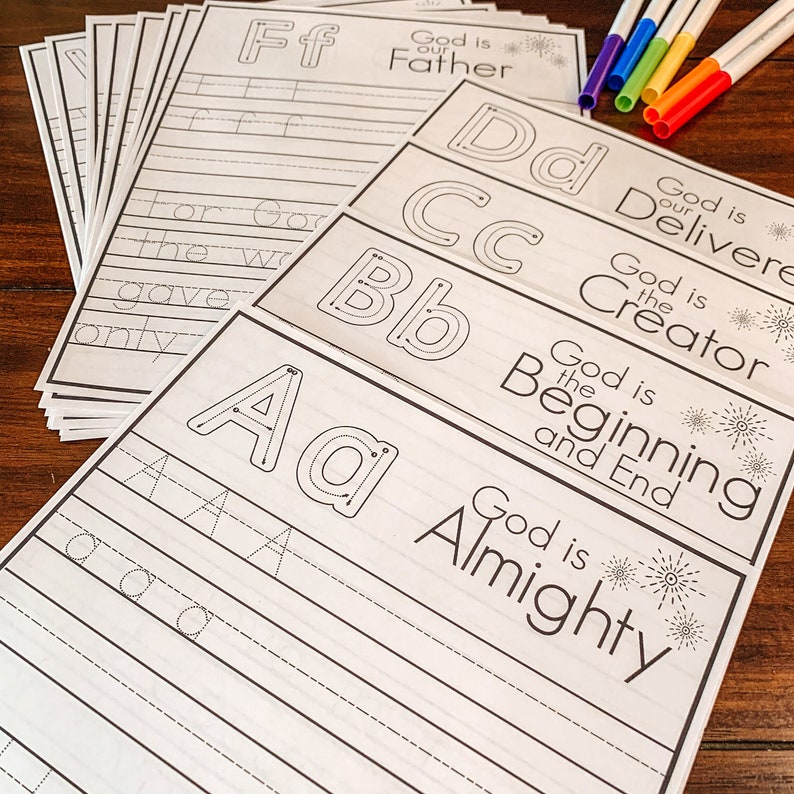bible verse tracing pages printable alphabet worksheets etsy