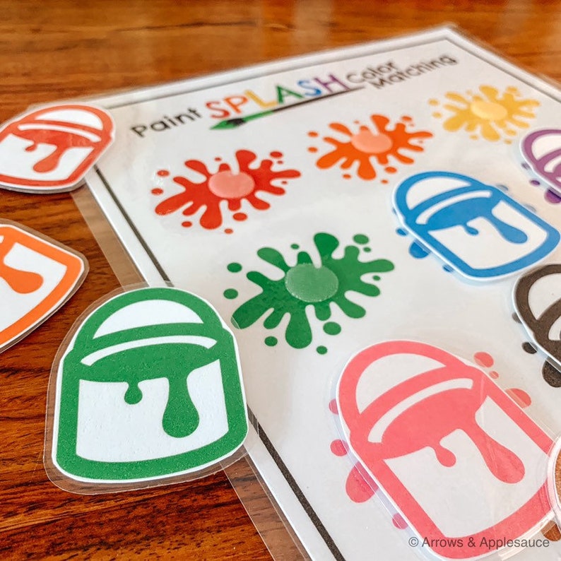 Color Sorting Matching Paint Splash Game, Printable Toddler Preschool Learning Tool, Kindergarten, Homeschool, Kids Activity, Educational image 2