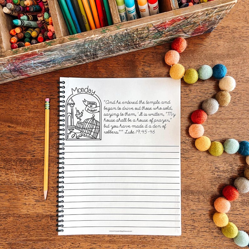 Easter Holy Week Kids Bible Study Guide, Easter Coloring, Penmanship Practice, Scripture Reading, Bible Activity, Scripture Reading Schedule image 8