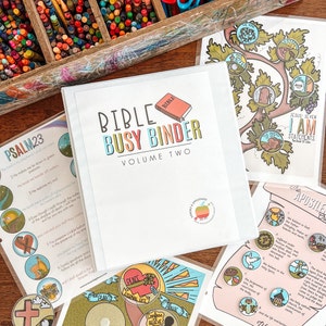 Bible Busy Binder VOL.2, Printable Kids Bible Activities, Psalm 23, I Am Statements, Romans Road, Apostles&#39; Creed, Sunday School, Homeschool