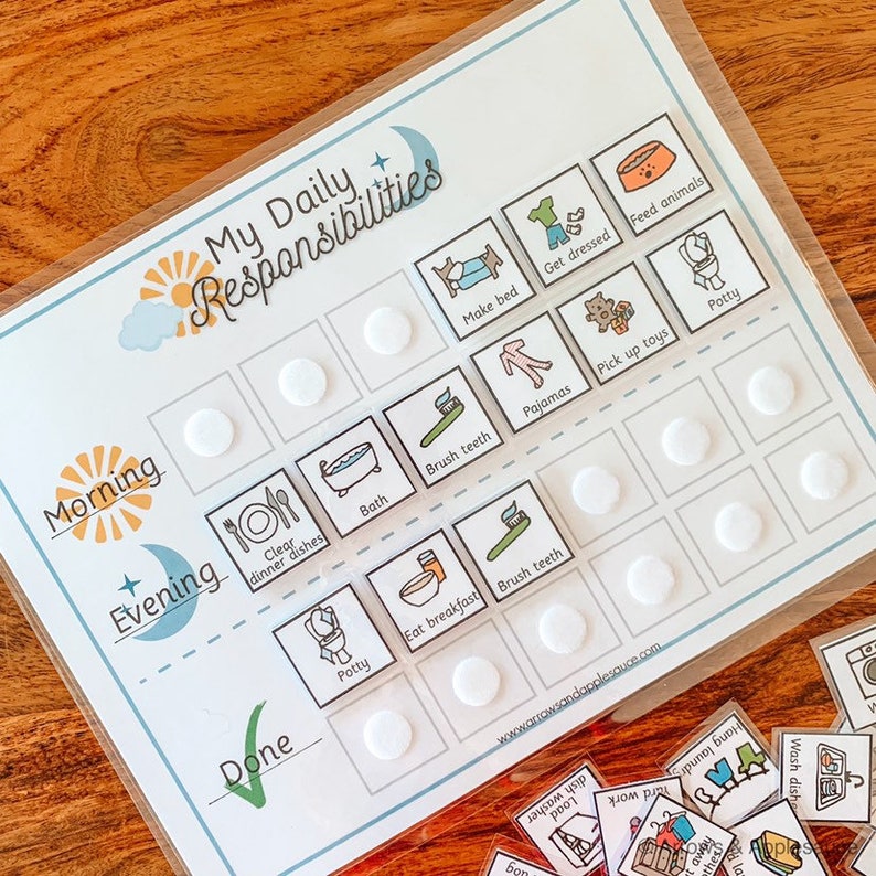 Kid's Daily Responsibilities Printable Chore Chart, Arrows & Applesauce