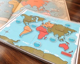 Continents & Oceans Printable Puzzle, World Geography, Map Activity, Homeschool, Earth Study, Map Reading, Social Studies, Teaching Tool