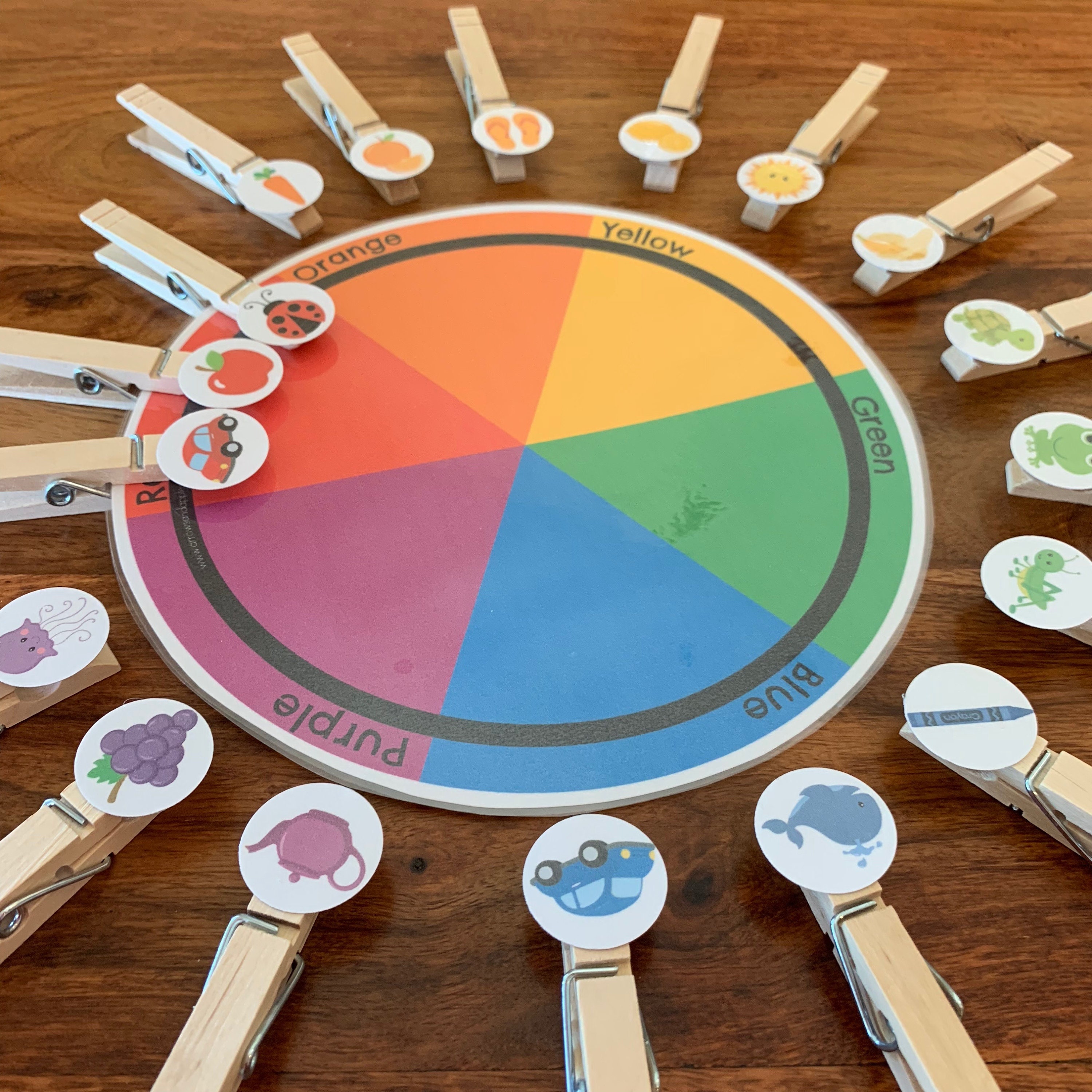 Preschool Color Matching Game Wheel, Teaching Kids Colors Activity ...