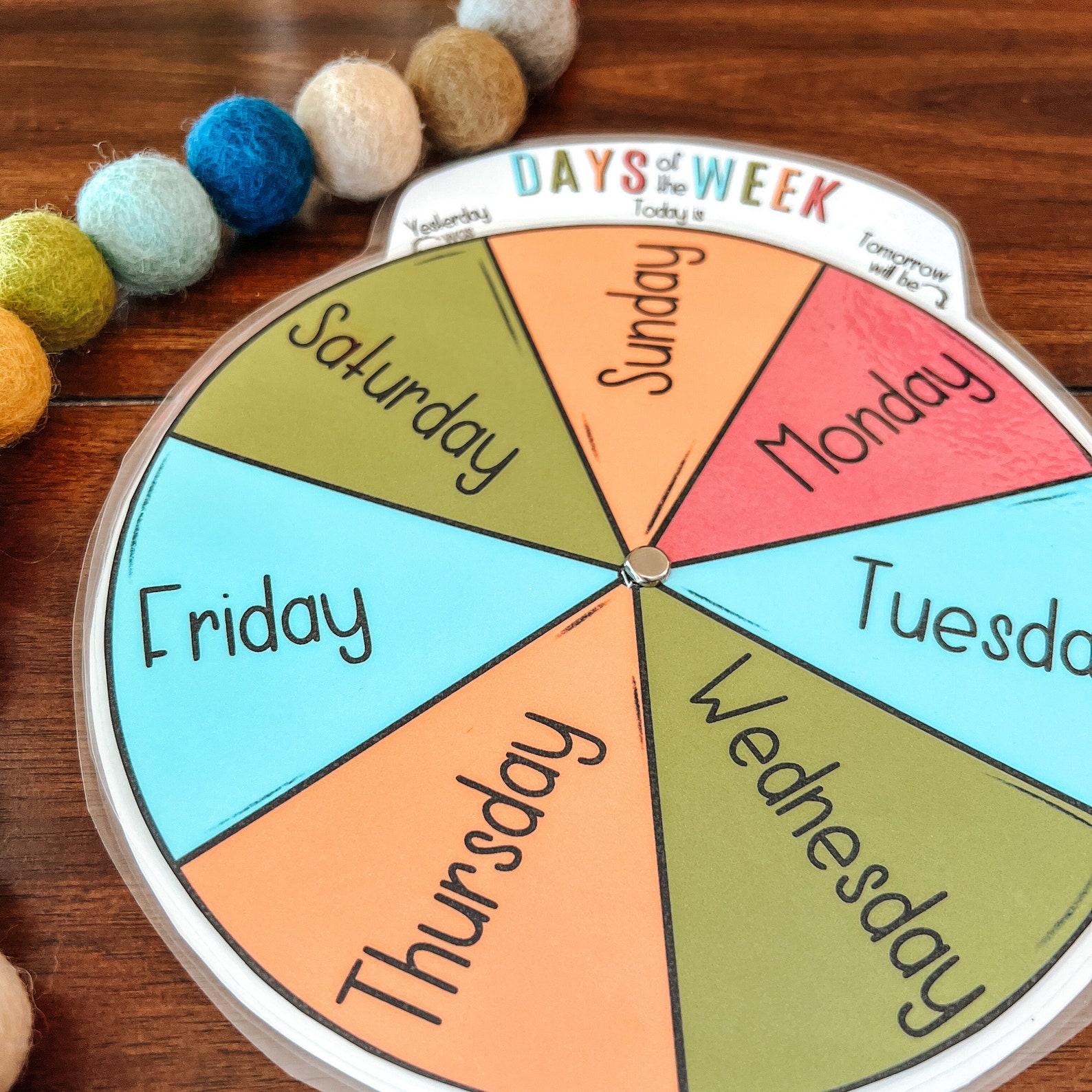 Days of the Week Printable Wheel, Circle Time, Calendar, Preschool ...