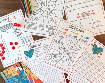 God Is Love Bible Activity, Printable Kids Bible Study, John 3:16, Homeschool Activity, Kid Word Search, Bible Copy Work, Kindergarten Math