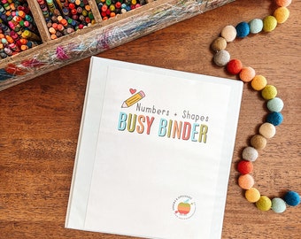Numbers & Shapes Busy Binder, Printable Preschool Curriculum, Busy Book, Counting Game, Shapes, Dice Game, Kindergarten, Homeschool Activity
