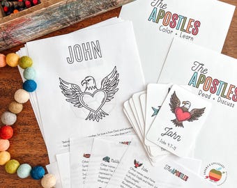 Estudio de los apóstoles, actividades bíblicas para niños para imprimir, discípulos de Jesús, plan de estudios cristiano para la educación en el hogar, lección de la escuela dominical, páginas para colorear